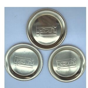 Vintage USI Metal Coasters Set of 3 Round Gold Barware‎ Trey holder